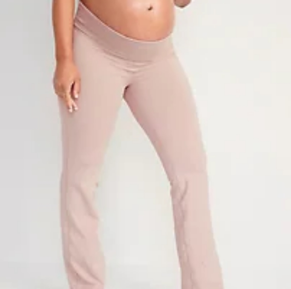 Maternity Rollover waist Boot Cut Pink Leggings L Old Navy